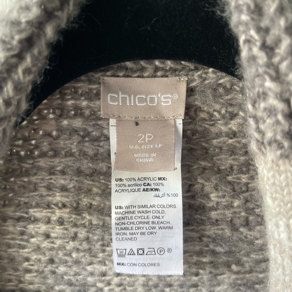 Chicos Petite Drape-Front Colorblock Cardigan | Size 2P (LP) - Picture 9 of 10